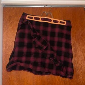 Mossimo Red Checkered Ruffle Skirt